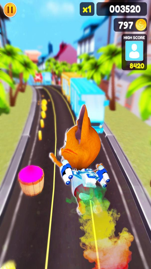 猫咪跑酷模拟器 游戏地图 收集 糖果 障碍物 路上 道具 模拟器 模拟 跑酷 猫咪 手机游戏  第1张