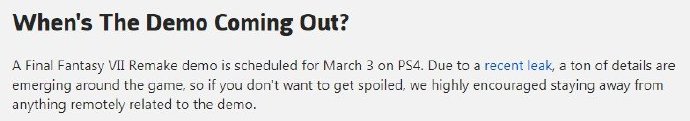 发行前惨遭泄露 《FF7：重制版》Demo何日上线仍旧未知 pot spot 完整版 未知 试玩 幻想 emo 最终幻想 最终幻想7 发行 新闻资讯  第3张