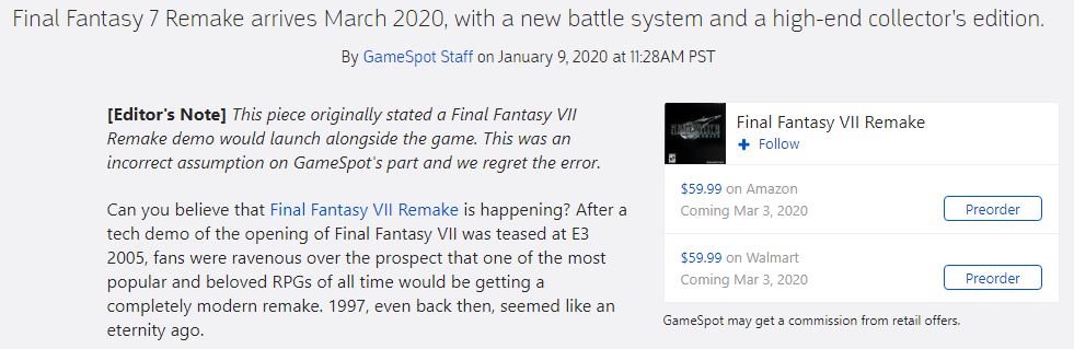 发行前惨遭泄露 《FF7：重制版》Demo何日上线仍旧未知 pot spot 完整版 未知 试玩 幻想 emo 最终幻想 最终幻想7 发行 新闻资讯  第1张