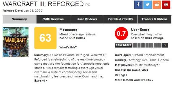 《魔兽争霸3：重制版》媒体评分出炉 M站均分63 褒贬不一！ m站 cri Metacritic 魔兽 媒体 魔兽争霸 魔兽争霸3 新闻资讯  第1张