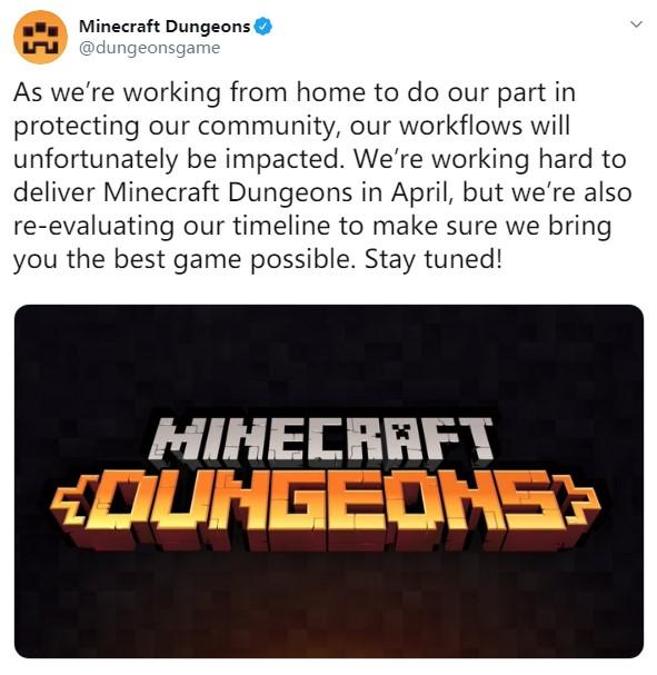 《我的世界：地下城》或因新冠疫情跳票 原定4月30日 日上 互传 传染 病毒 时间表 在家工作 jang 推特 跳票 地下 地下城 我的世界 新闻资讯  第1张