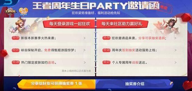王者荣耀：你要的福利都在这里！周年庆活动全曝光 可达 王者荣耀 周年庆 抽奖活动 签到 周年 福利 抽奖券 奖券 抽奖 新闻资讯  第1张
