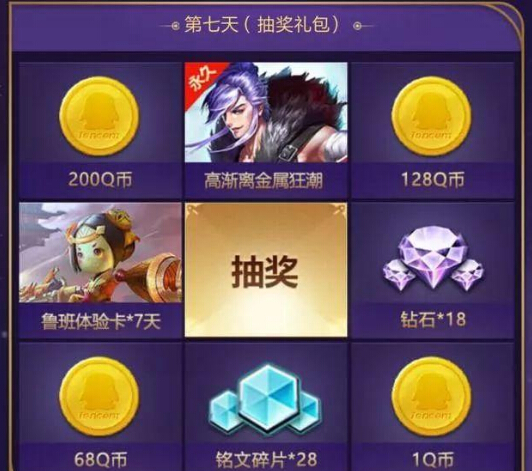 王者荣耀福利：累计签到七天，金属狂潮、黄金武士免费抽 抽奖活动 铭文 武士 心悦 狂潮 心悦俱乐部 七天 王者荣耀 签到 抽奖 新闻资讯  第2张