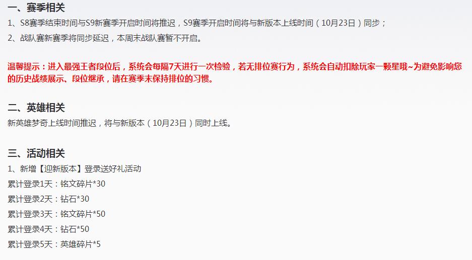 王者荣耀S9赛季推迟上线 新改动不打排位竟然会掉星！ 前夕 七天 梦奇 懵逼 铭文 段位 五天 排位 王者荣耀 新闻资讯  第2张