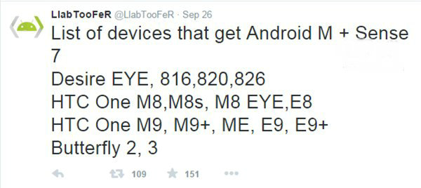 Android 6.0系统发布在即 网友曝出可升级HTC机型 曝光 国外 谷歌 表态 8s 发布会 utt htc sire 9月28 新闻资讯  第1张