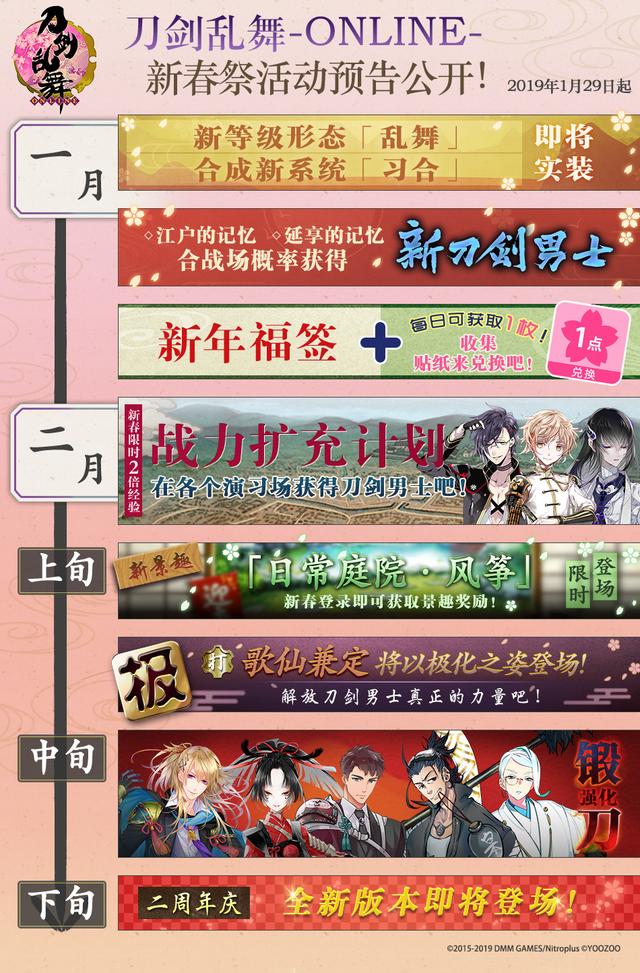 刀剑乱舞ONLINE1月29日中文新春祭版登场 修行 贴纸 风筝 强化 登场 刀剑乱舞 中文 新春 男士 刀剑 新闻资讯  第1张