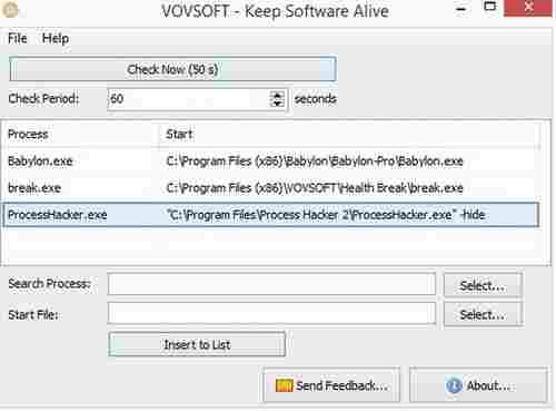 VovSoft Keep Software Alive官方版(软件运行保护工具) 菜单栏 VovSoft Vov 2 应用软件 Software war ar Keep Soft 软件下载  第1张