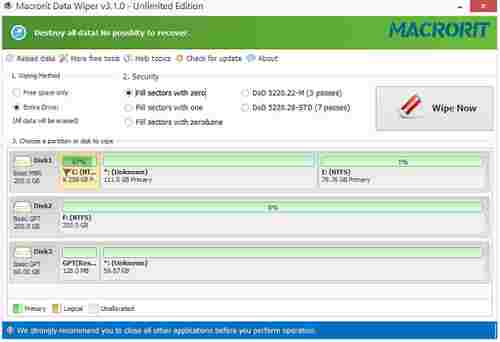 Macrorit Data Wiper绿色版(数据清除工具) Data 电脑 系统软件 磁盘 ror 硬盘 Windows 系统分区 2 分区 软件下载  第1张