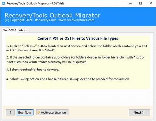 RecoveryTools Outlook Migrator(PST转换软件) rat To 转移 ver on 文件夹 文件 Outlook look O 软件下载  第1张
