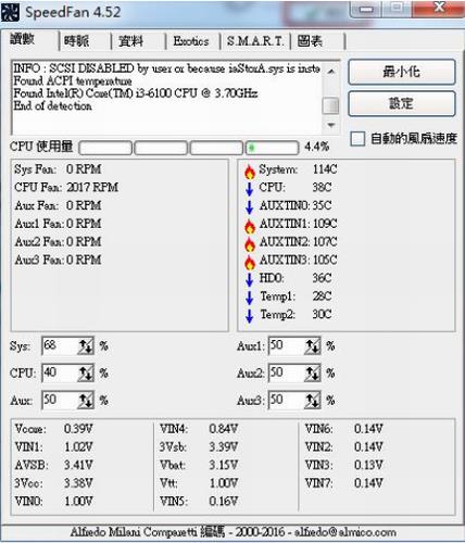 SpeedFan(电脑系统风扇监控工具) 主板 10 in 硬盘 2 CPU U 电脑 on pee 软件下载  第1张