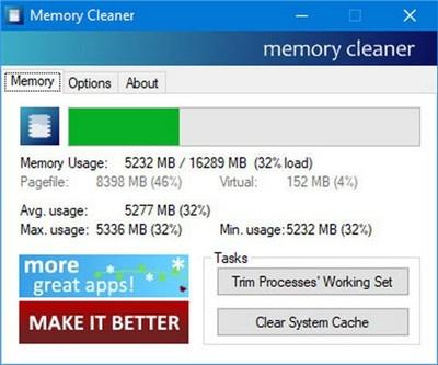 Memory Cleaner(内存清理软件) 缓存 清理 on 2 strong lea Memory Cleaner emo Clean 软件下载  第1张